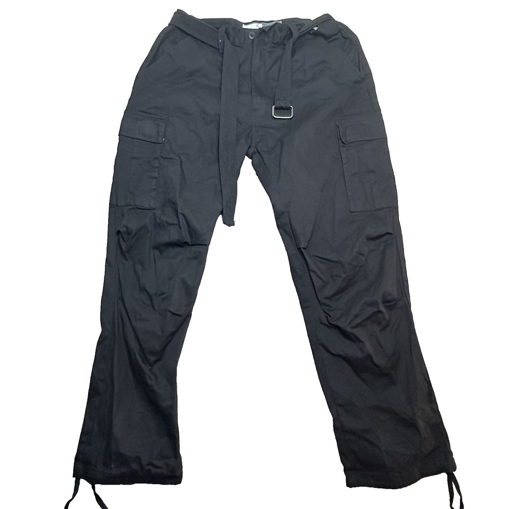Regal Wear Mens‎ Black Cargo Pants W36 Cotton Belted Workwear Streetwear Utility